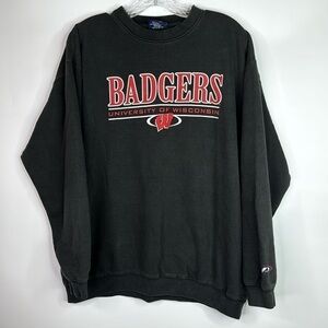 Vintage Pro Player UW Badgers Wisconsin Black Crew Sweatshirt XL 90s